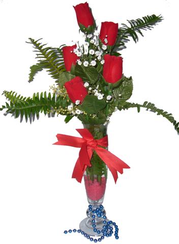 İzmit online çiçek gönderme sipariş  5 adet kirmizi gül ve cam tanzim
