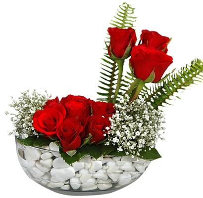cam içerisinde 9 adet kirmizi gül  İzmit online çiçekçi , çiçek siparişi 