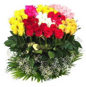  İzmit hediye çiçek yolla  51 adet renkli güllerden aranjman tanzimi