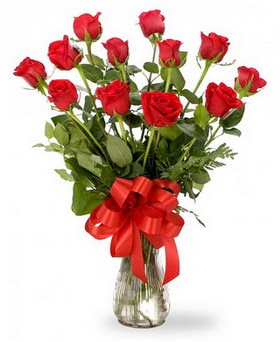  İzmit anneler günü çiçek yolla  12 adet kırmızı güllerden vazo tanzimi