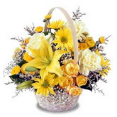 sadece sari çiçek sepeti   İzmit online çiçek gönderme sipariş 
