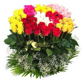  İzmit hediye çiçek yolla  51 adet renkli güllerden aranjman tanzimi