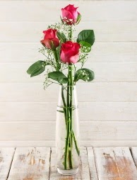Cam içerisinde 3 kırmızı gül  İzmit 14 şubat sevgililer günü çiçek 